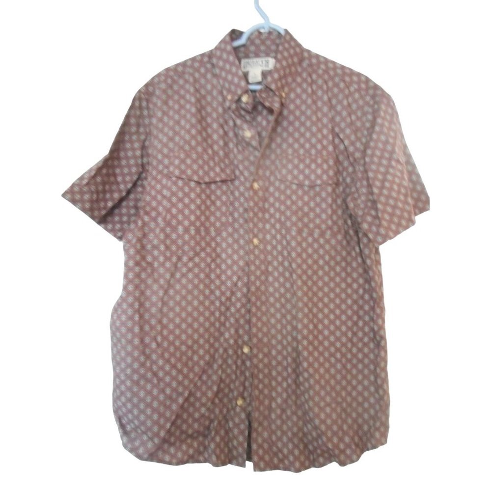 Duluth Trading Co Short sleeve Sz M 100% organic cotton Geometric Pattern Shirt